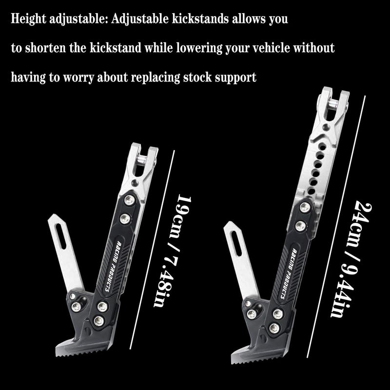 GWH Motorcycle Universal Kickstand Adjustable Modified CNC Aluminum Alloy Adjustable Tripod Holder Kickstand Foot Side Support Stand Motor Scooter Motorbike Motocross Electric Dit Pit Bike （Red) (silver) - Image 3